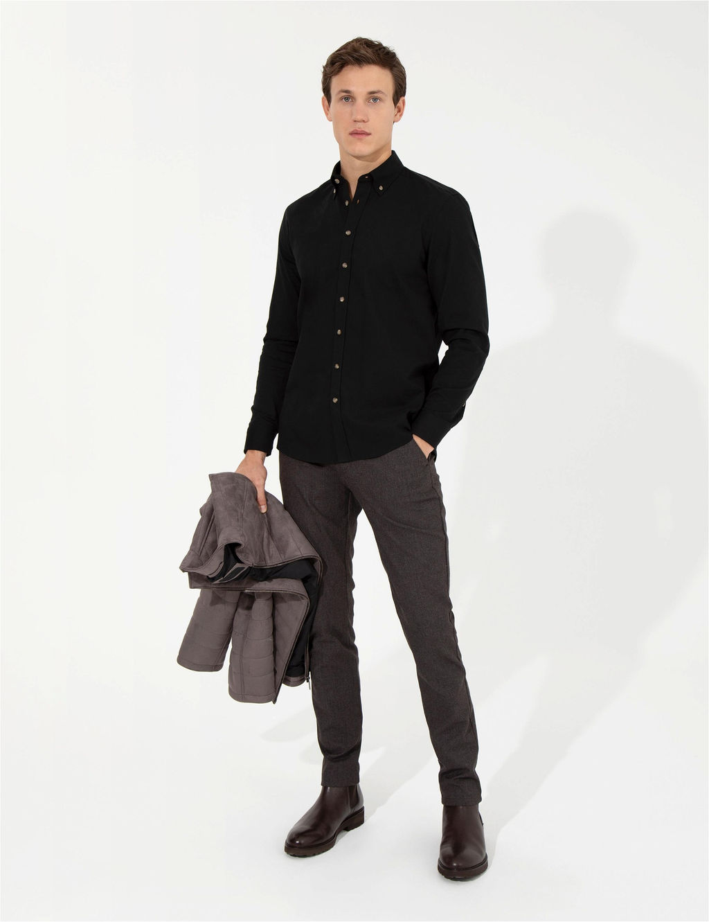 Kahverengi Slim Fit Kanvas Pantolon