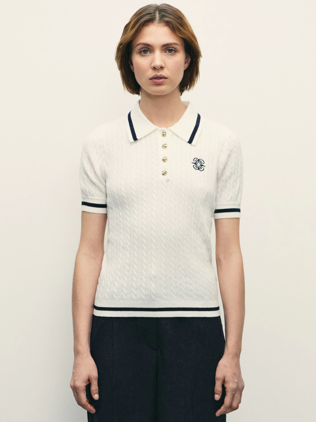 Поло с вышивкой из вязаного трикотажа / Zarina  фото 3