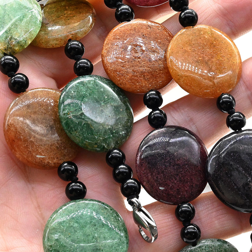 Бусы из авантюрина натурального круг 25мм, 60см Радуга камня фото 2