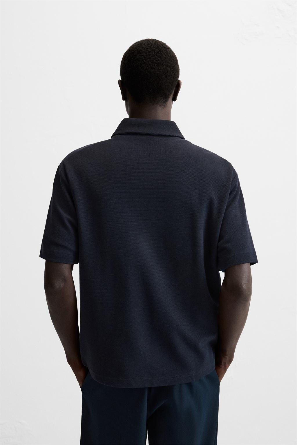 TEXTURED WEAVE POLO SHIRT WITH ZIP - Zara фото 21