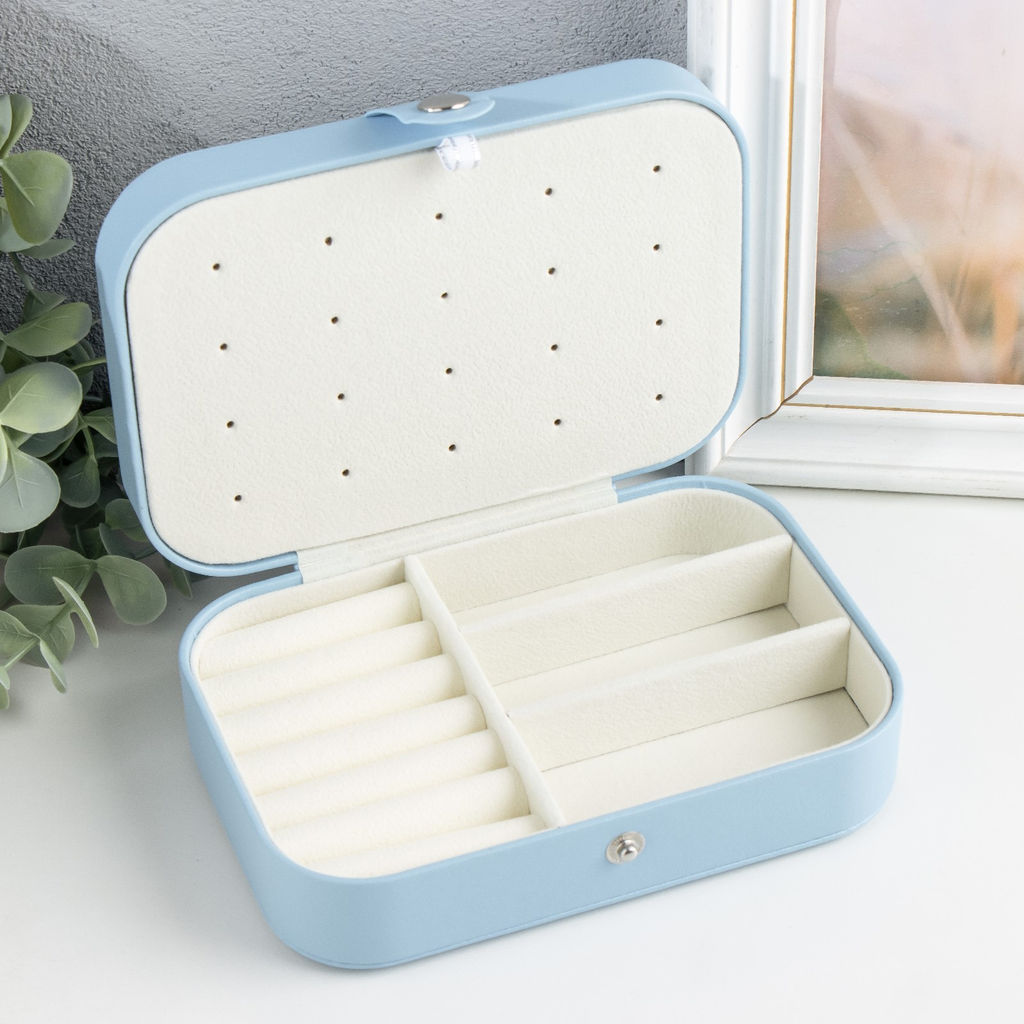 Шкатулка кожзам для украшений Матовая гладь голубая 16х11х5 см - Simaland фото 3