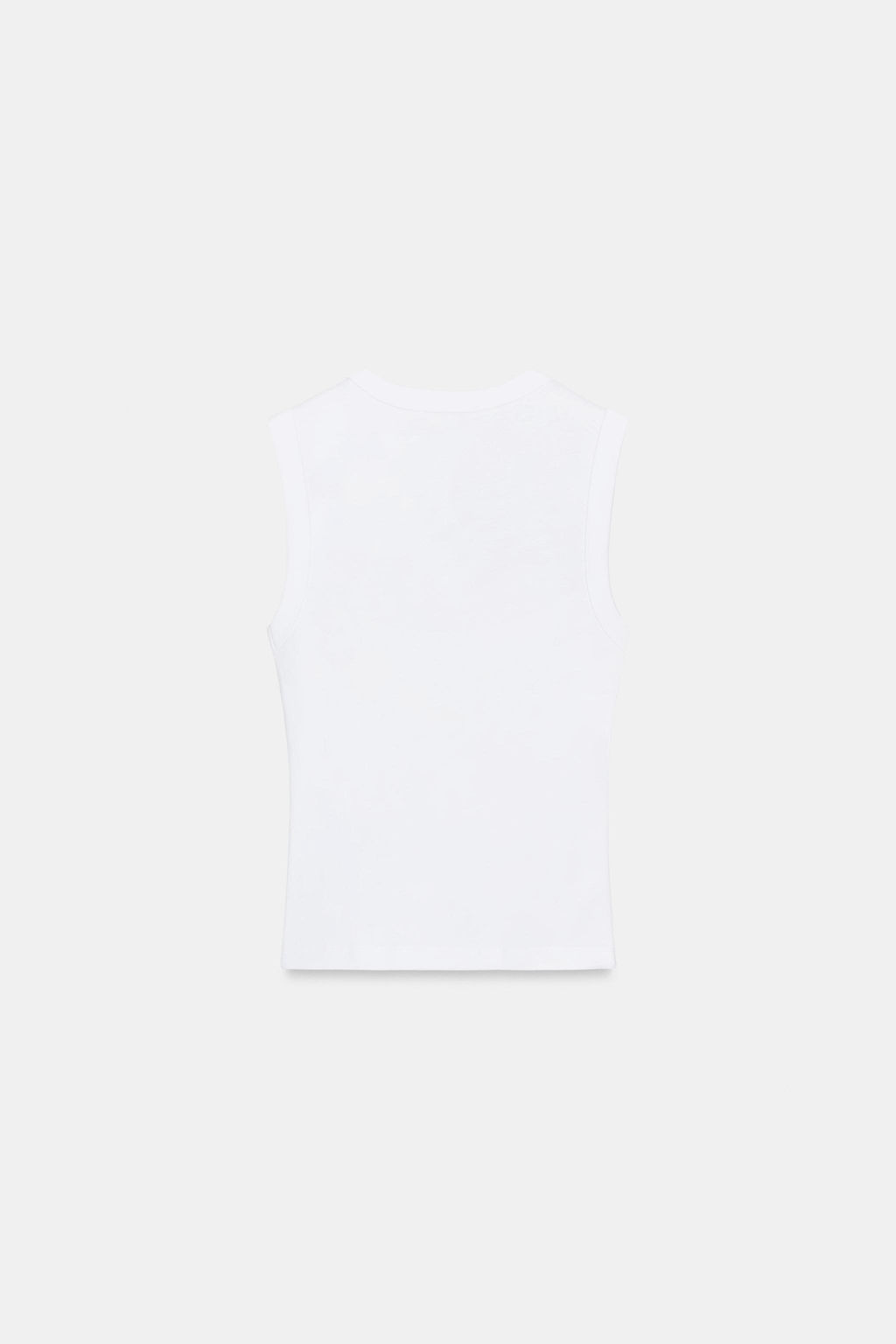CAMISETA ALGOD?N ESCOTE PICO / Blanco - Zara фото 7