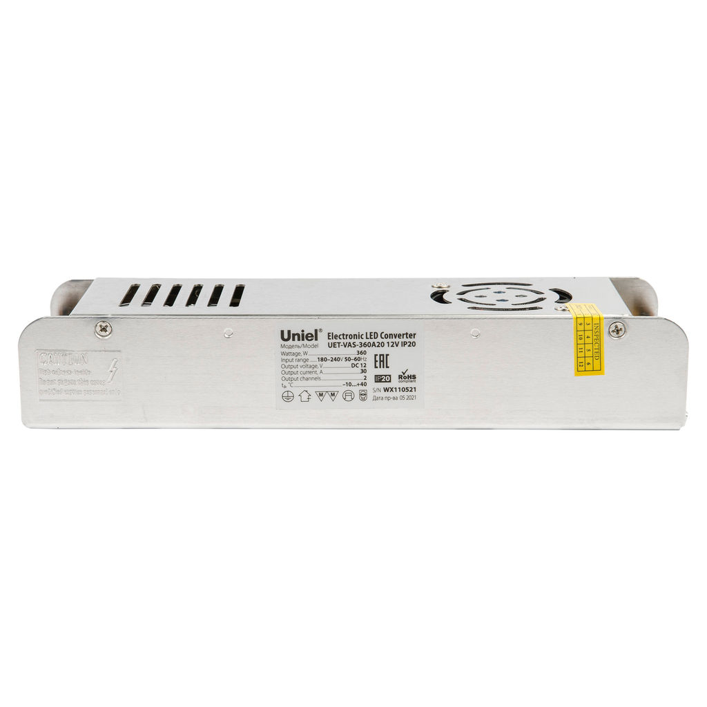 UET-VAS-360A20 12V IP20 Блок питания, 360Вт. Металлический корпус. TM Uniel