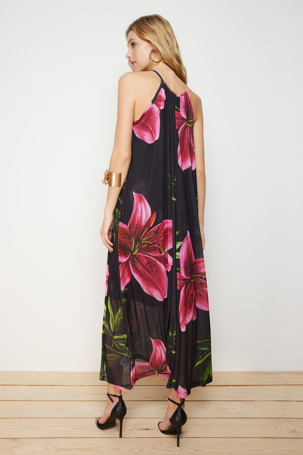 TRENDYOLMILLA Siyah Maxi Boy Boyundan Baglamal? Orme Esnek Maxi Elbise TWOSS23EL02372  фото 10