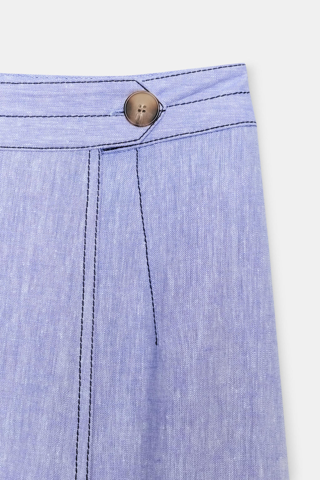 FALDA CRUZADA PESPUNTES CON LINO / Azul claro - Zara фото 4