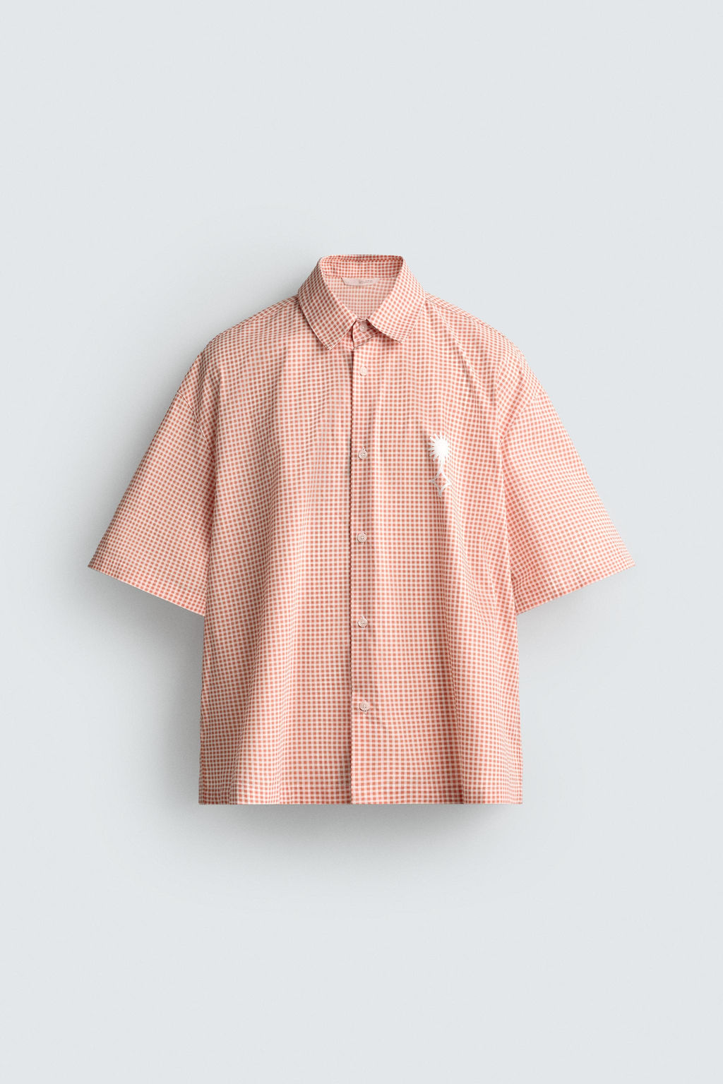 CAMISA BOXY FIT TEXTOS ESTAMPADOS / blanco-naranja - Zara фото 8