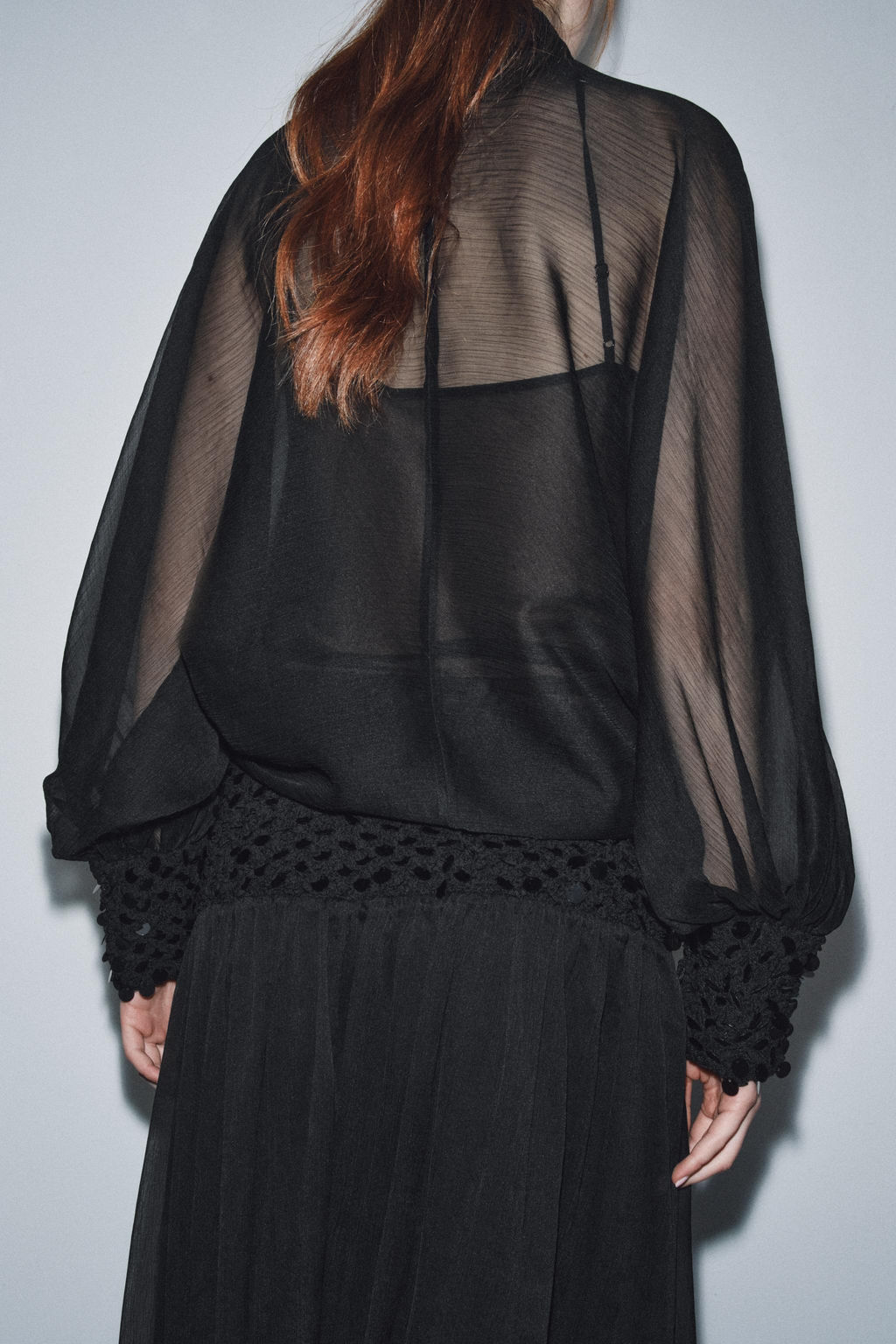 ZW COLLECTION SEMI-SHEER BLOUSE - Zara фото 3