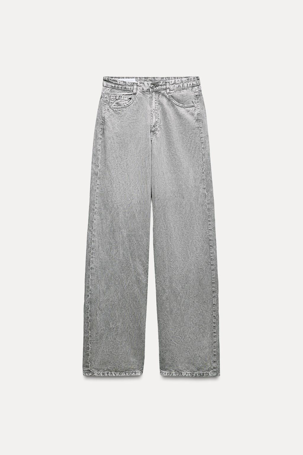 DENIM-EFFECT WIDE-LEG FLOWING TROUSERS - Zara фото 7