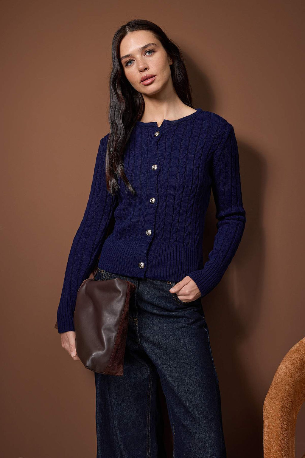 Lacivert-Ekru 2li Fitted/Vucuda Oturan Ikili Paket Triko H?rka TWOAW26HI00218