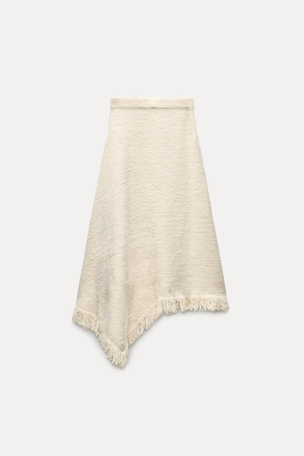 ASYMMETRIC FRINGED KNIT SKIRT - Zara фото 3