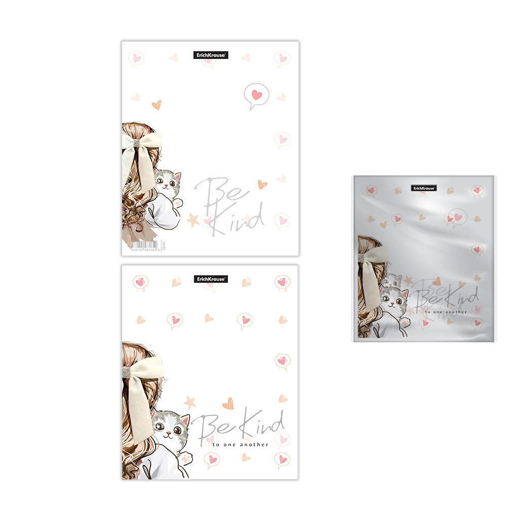 Цена за 1 шт. Набор пластиковых обложек ErichKrause Lovely Friends, для тетрадей и дневников, 212х347мм, 80 мкм, ассорти (пакет 12 шт.)