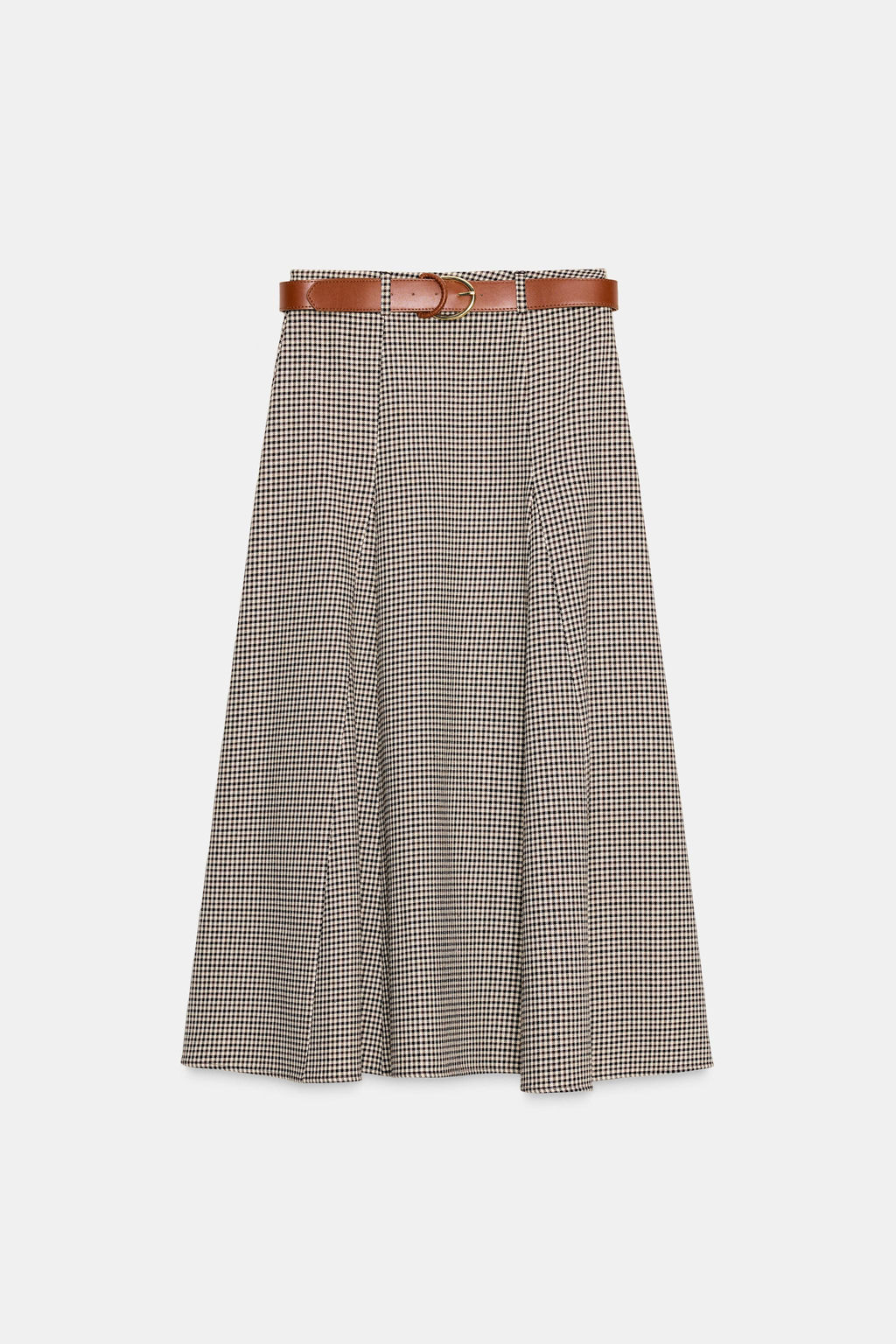 HOUNDSTOOTH CAPE BELT MIDI SKIRT - Zara фото 6