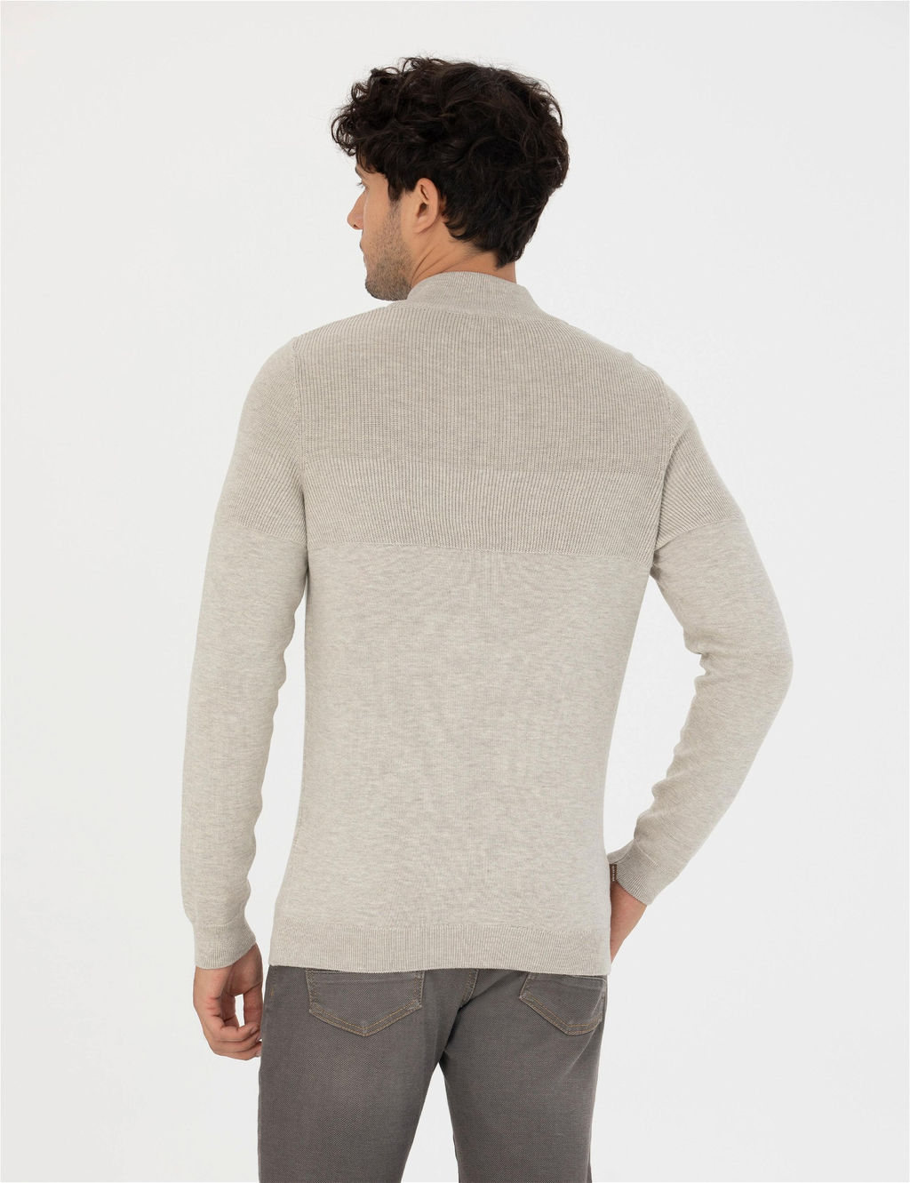 Kum Melanj Slim Fit Fermuarl_ Dik Yaka Triko Kazak - Pierre cardin фото 5