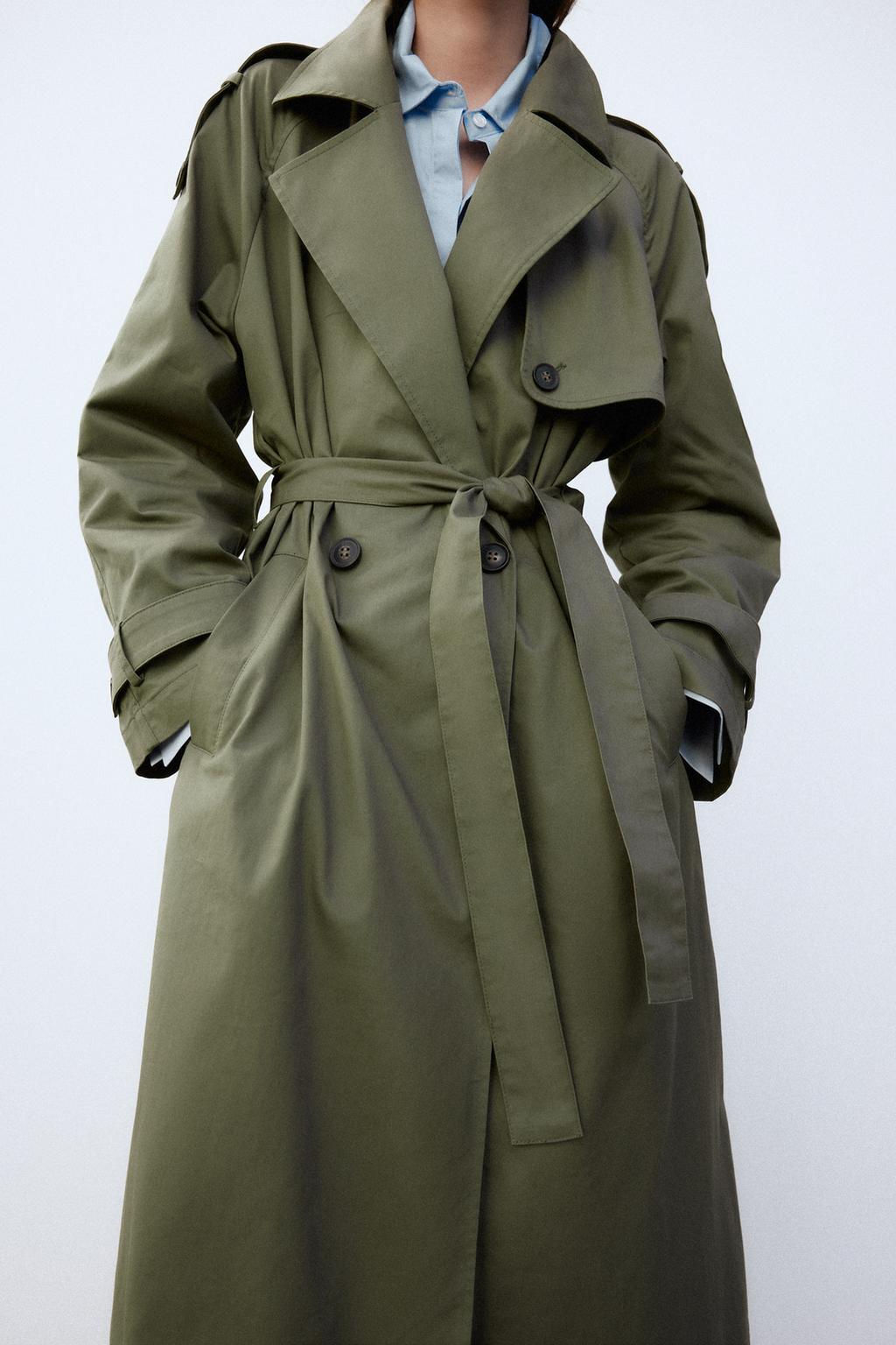 LONG DOUBLE-BREASTED TRENCH COAT WITH BELT - Zara фото 10