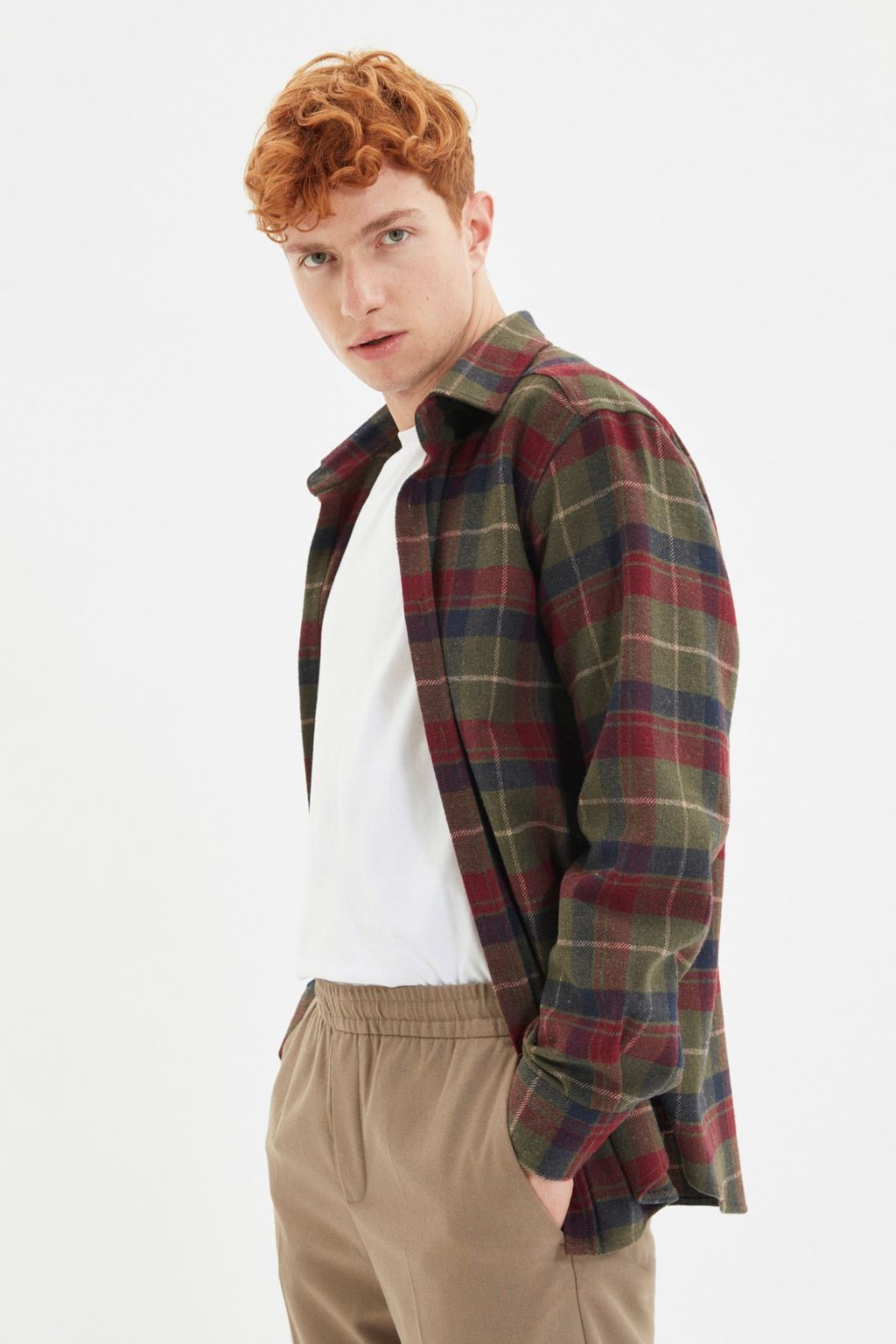 TRENDYOL MAN Haki Regular Fit K?sl?k Kareli Ekose Oduncu Gomlek TMNAW21GO0024 - Trendyolmilla фото 2