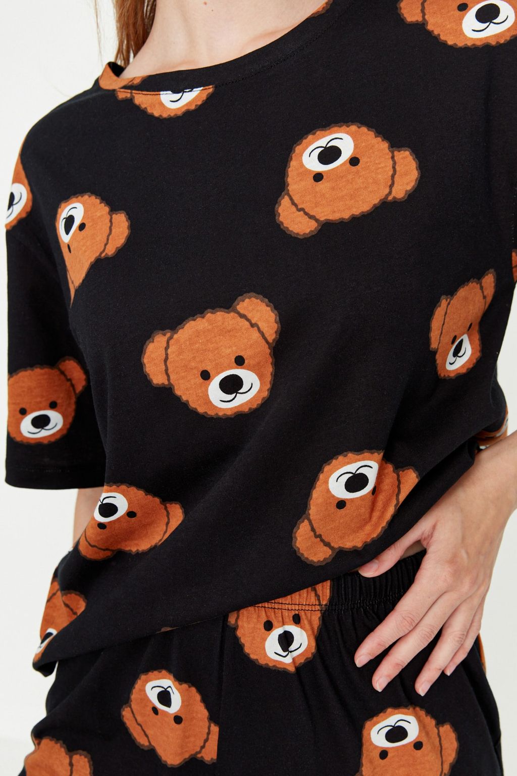 Trendyolmilla Kad?n Couple/Cift Siyah %100 Pamuklu Ay?c?kl? Orme Pijama Tak?m? THMSS21PT0195 фото 7