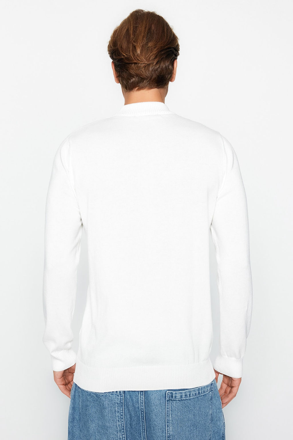 TRENDYOL MAN Ekru Slim Fit Pamuklu Yar?m Bal?kc? Yaka %100 Pamuk Basic Kazak TMNAW22KZ1293 - Trendyolmilla фото 6