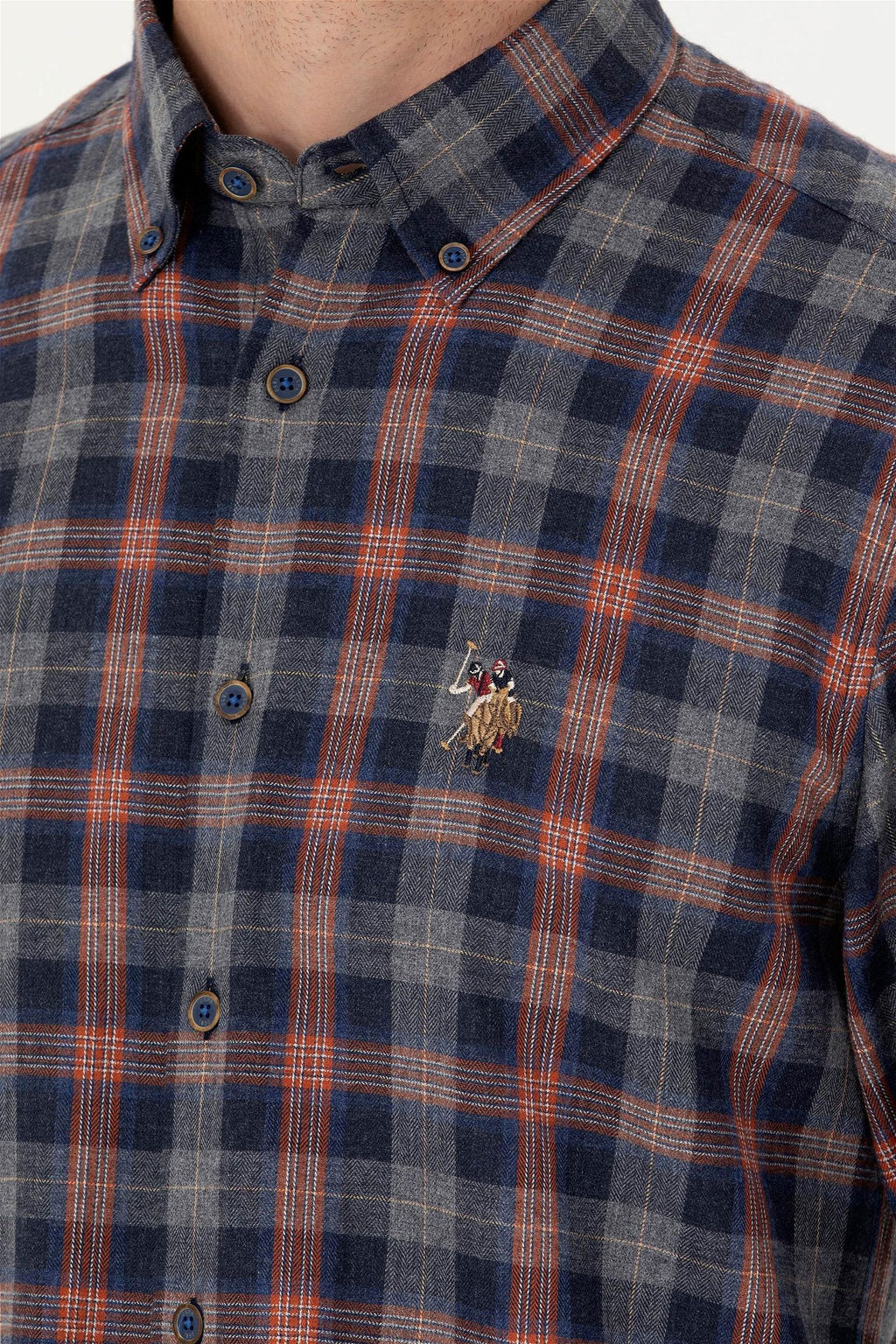 U. S. Polo Assn Мужская темно-синяя рубашка с длинным рукавом - U.s. polo assn фото 7