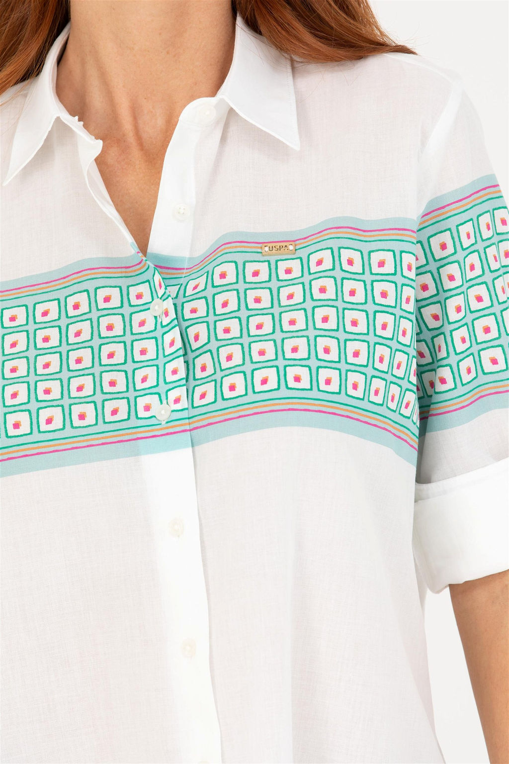 Женская рубашка цвета морской волны с длинным рукавом - U.s. polo assn фото 14