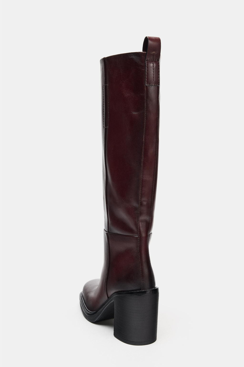 LEATHER BLOCK HEEL BOOTS - Zara фото 6