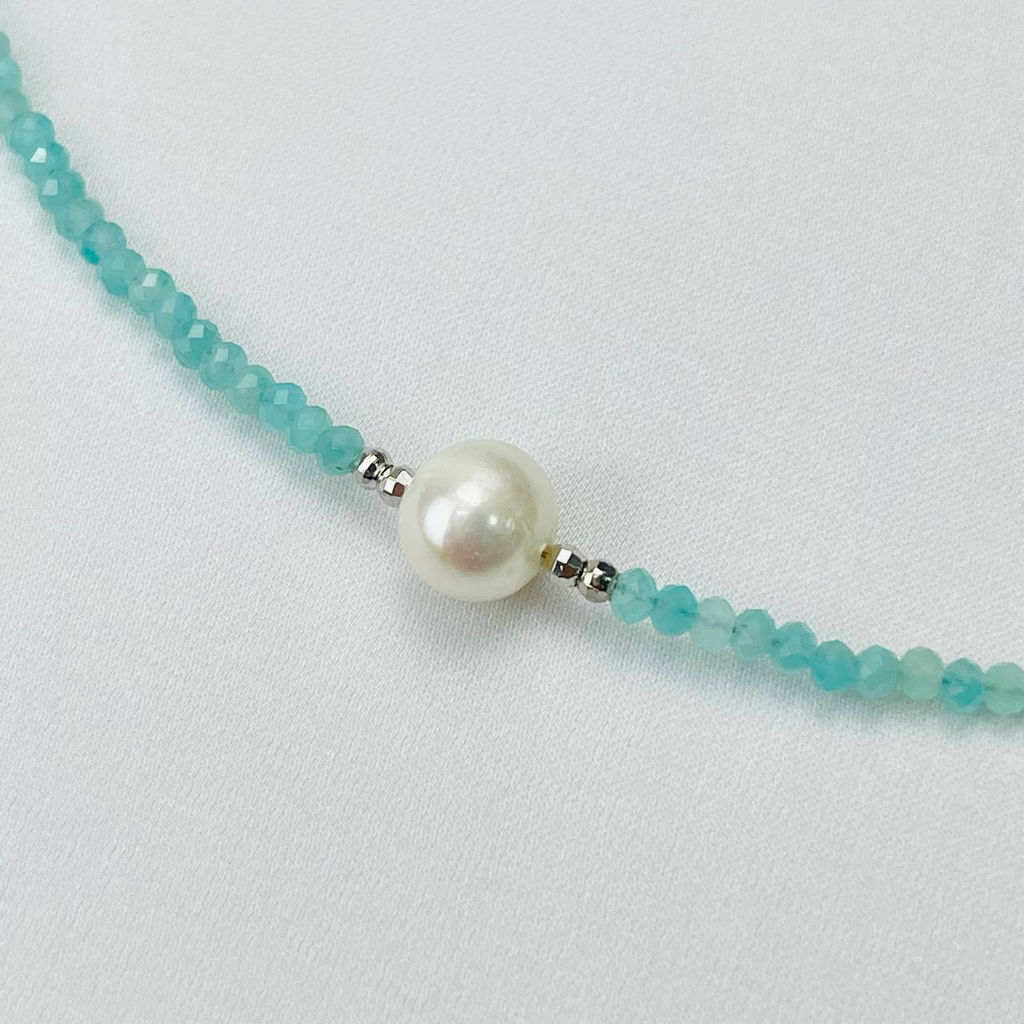 Колье из Амазонита и Жемчуга 38 см +