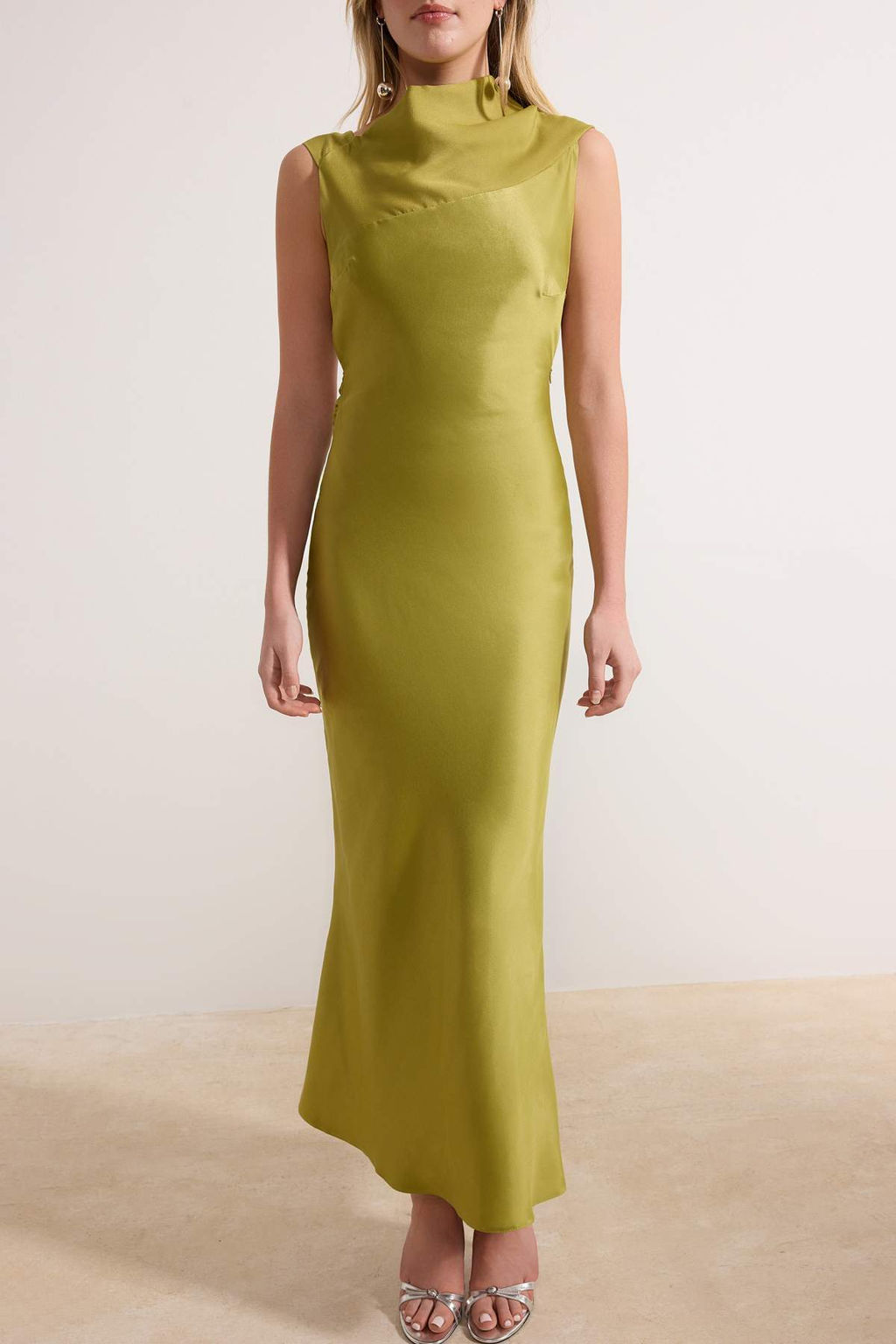 Yag Yesil Saten Dokuma Midi Abiye & Mezuniyet Elbisesi TPRSS26EL00057