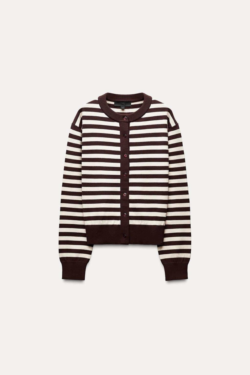 STRIPED KNIT CROPPED CARDIGAN - Zara фото 4