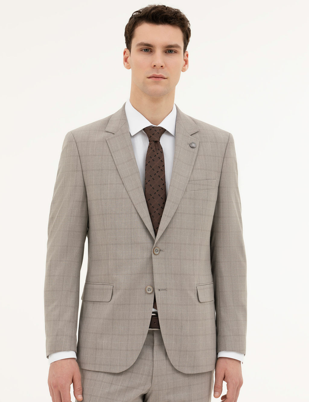 A__k Kahverengi Slim Fit Tak_m Elbise