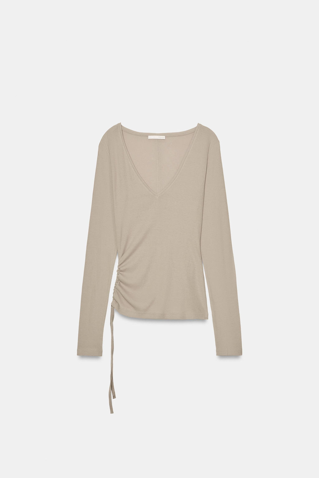 CAMISETA ESCOTE PICO LAZADAS / Marr?n / Topo - Zara фото 6