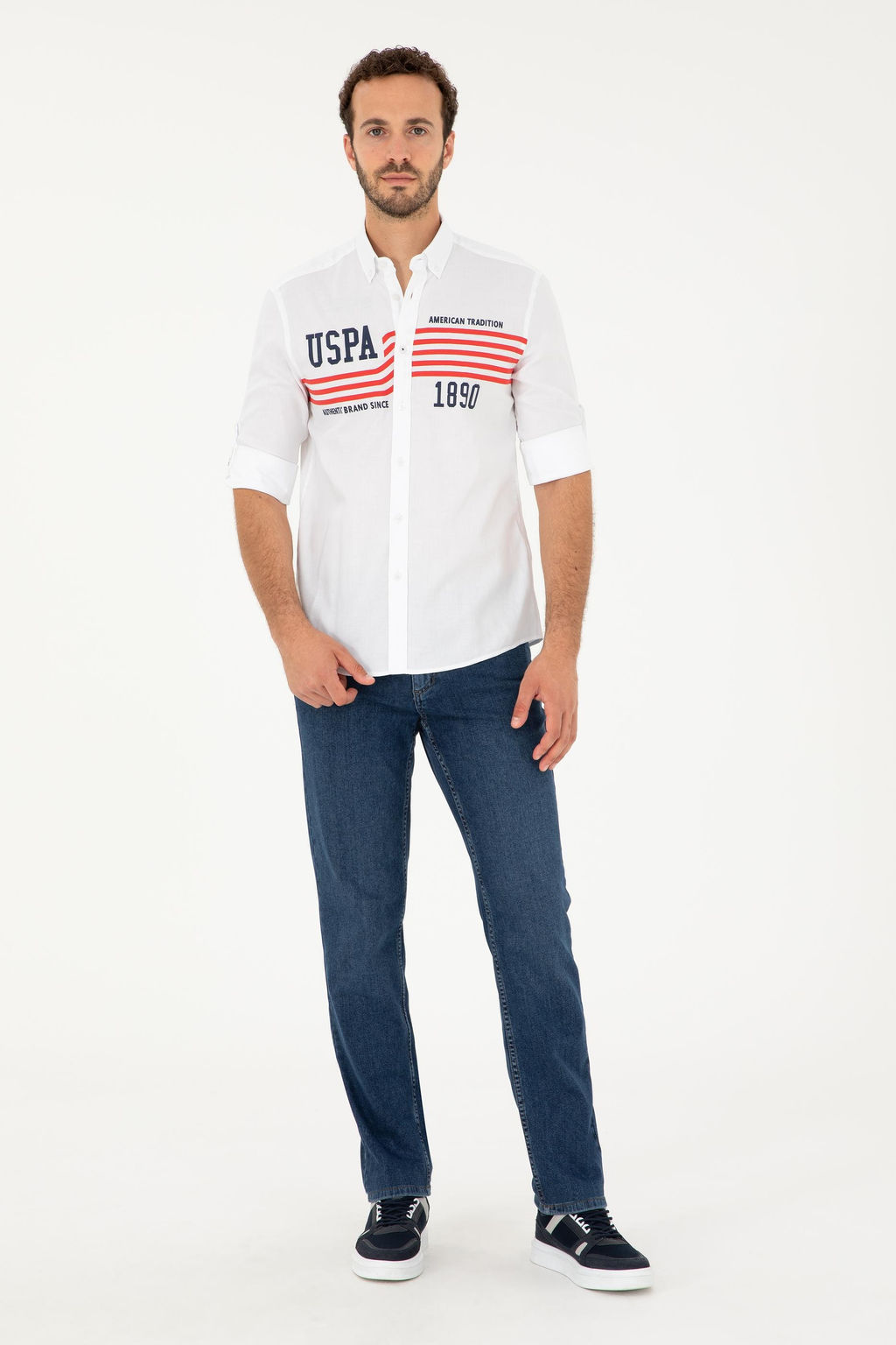 Мужская белая рубашка с длинным рукавом - U.s. polo assn фото 4