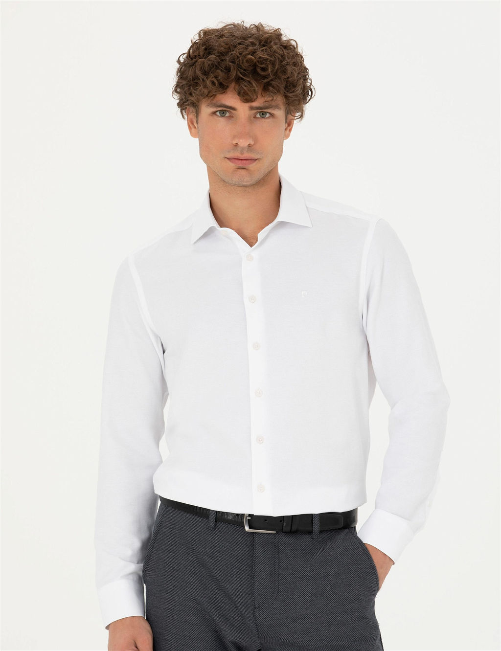 Beyaz Slim Fit Uzun Kollu G_mlek - Pierre cardin фото 3