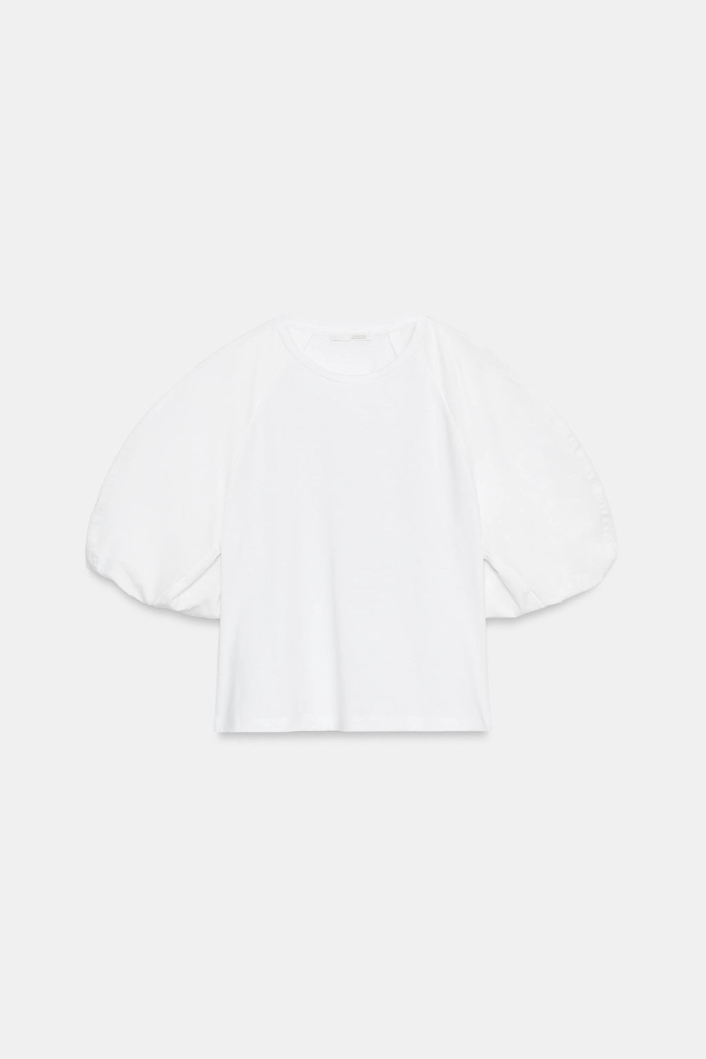 CAMISETA COMBINADA MANGA ABULLONADA / Blanco