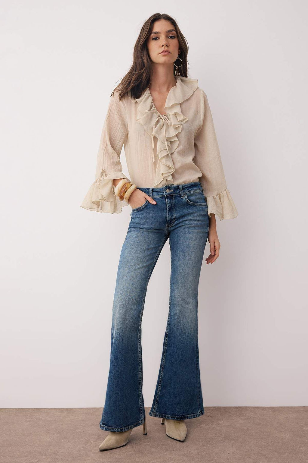Mavi Dikis Detayl? Dusuk Bel Flare Jeans TWOAW26JE00043