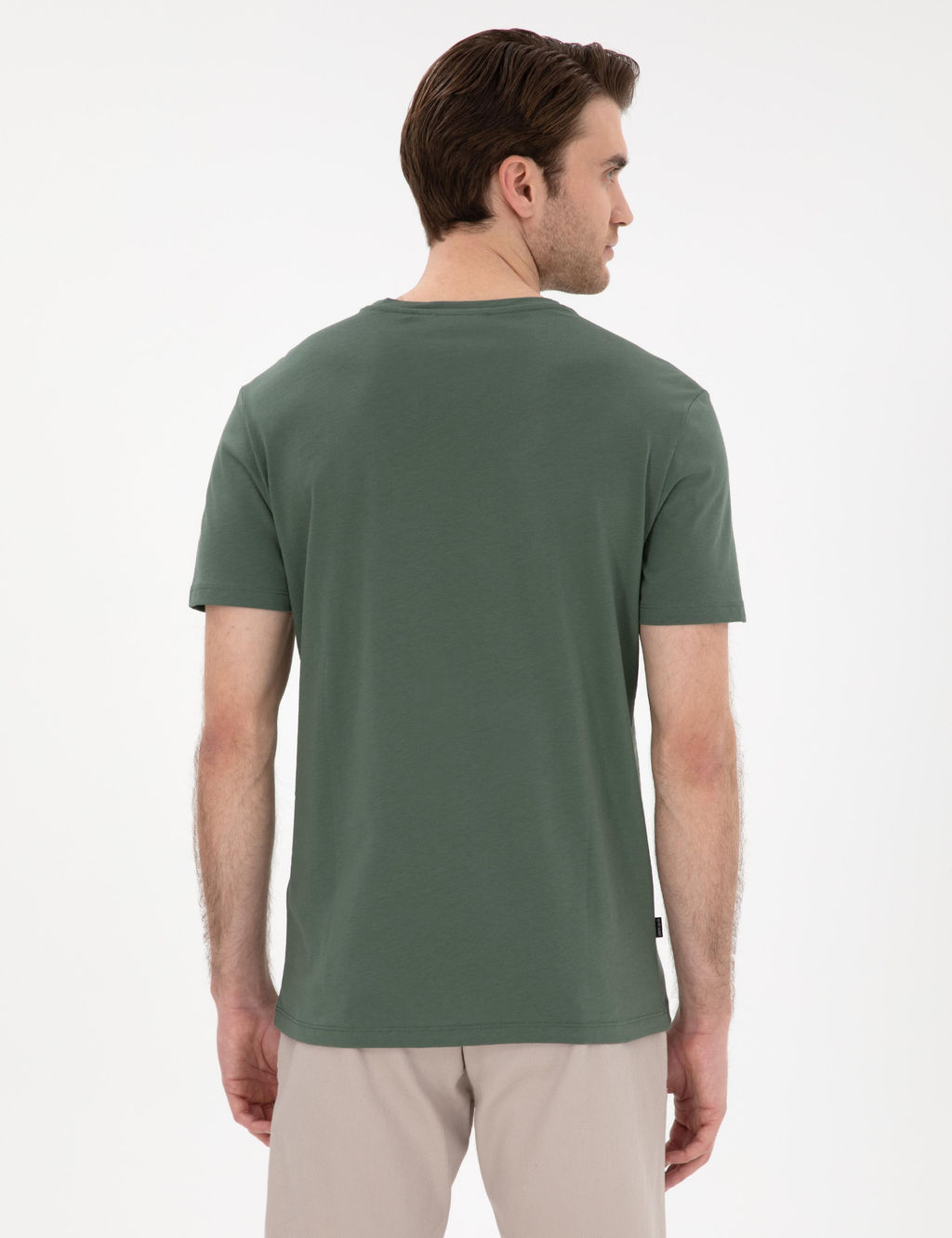 Haki %100 Pamuk Slim Fit Bisiklet Yaka Basic Ti__rt - Pierre cardin фото 5
