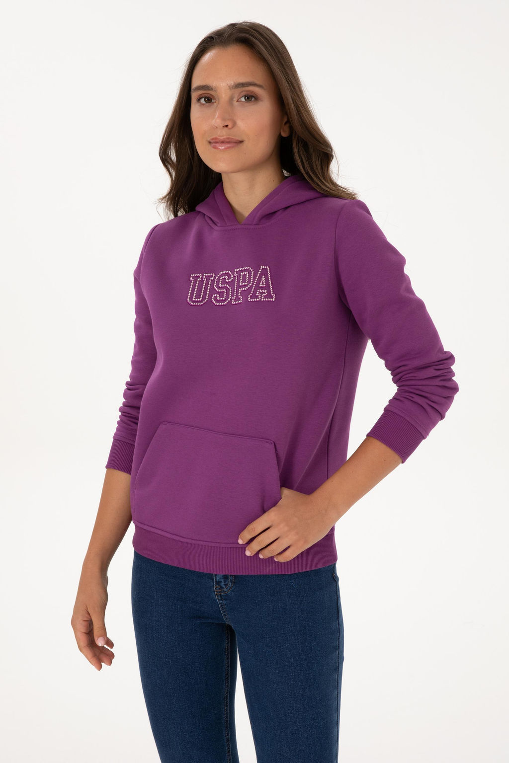 Kad_n Menek_e _ardonlu Kap__onlu Basic Sweatshirt