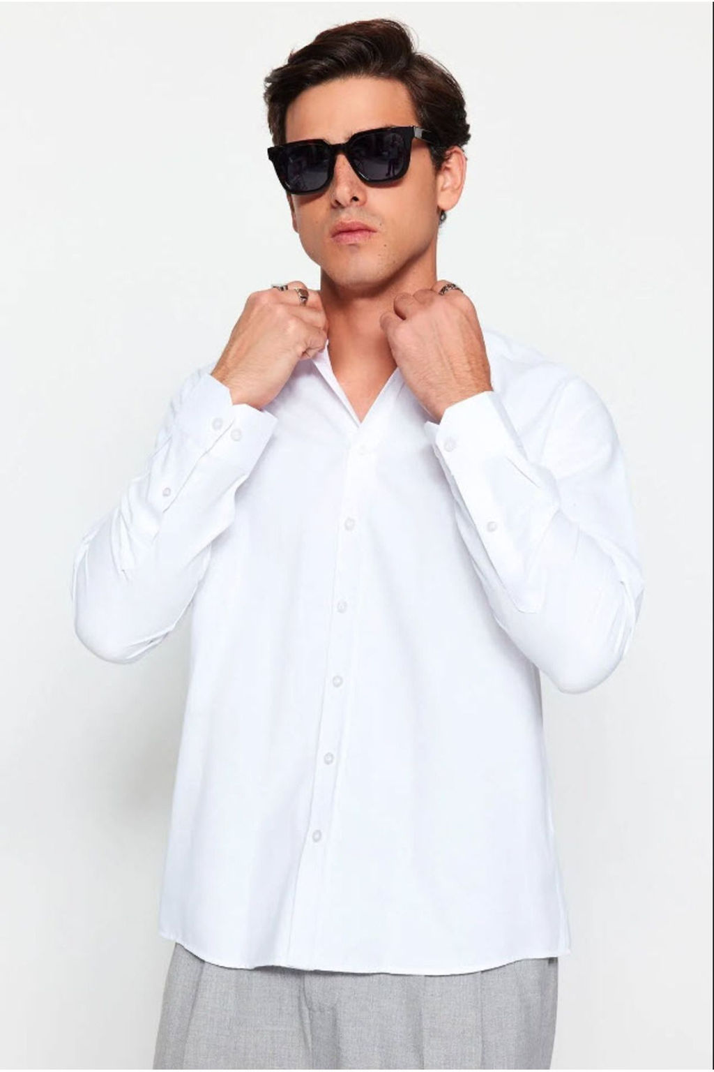 TRENDYOL MAN Gri Regular Nak?sl? Kolay Utulenebilir Smart Oxford Gomlek TMNAW24GO00089 - Trendyolmilla фото 11