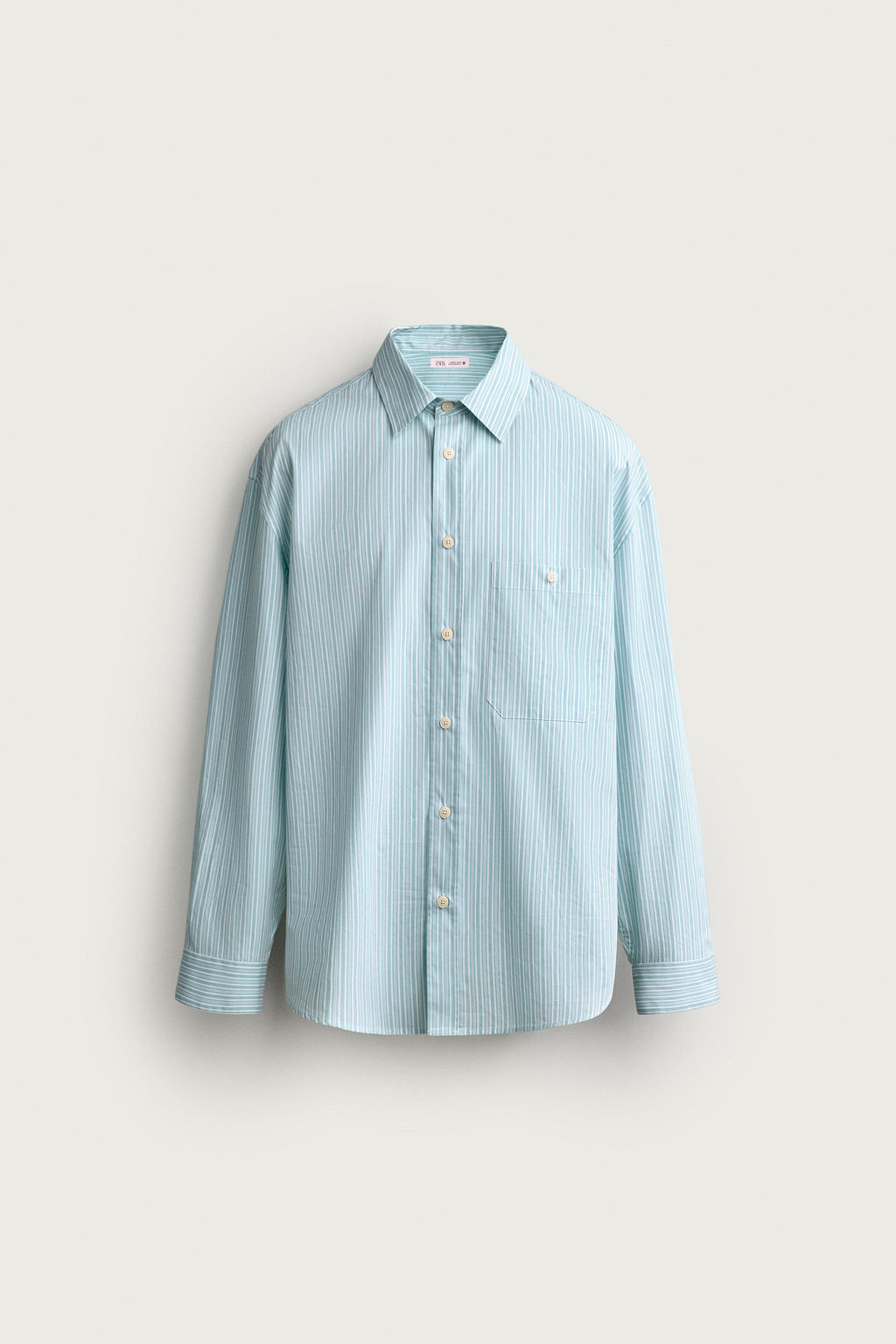 CAMISA BOXY FIT RAYAS / Verde agua - Zara фото 7
