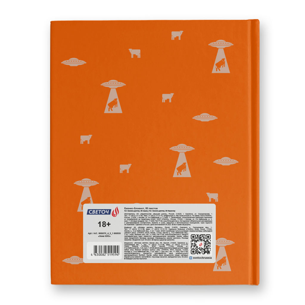 Светоч Бизнес-блокнот, глянцевая ламинация, 80ББТ5_4_5_1 A5+ 80 л. 22 шт. клетка Зона НЛО 000935