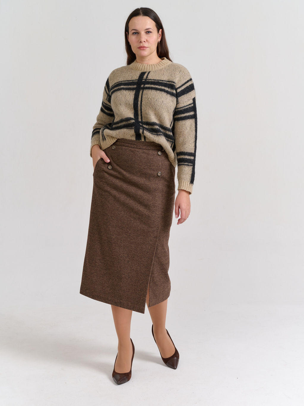 Юбка для холодной погоды с ШЕРСТЬЮ сзади по центу резинка