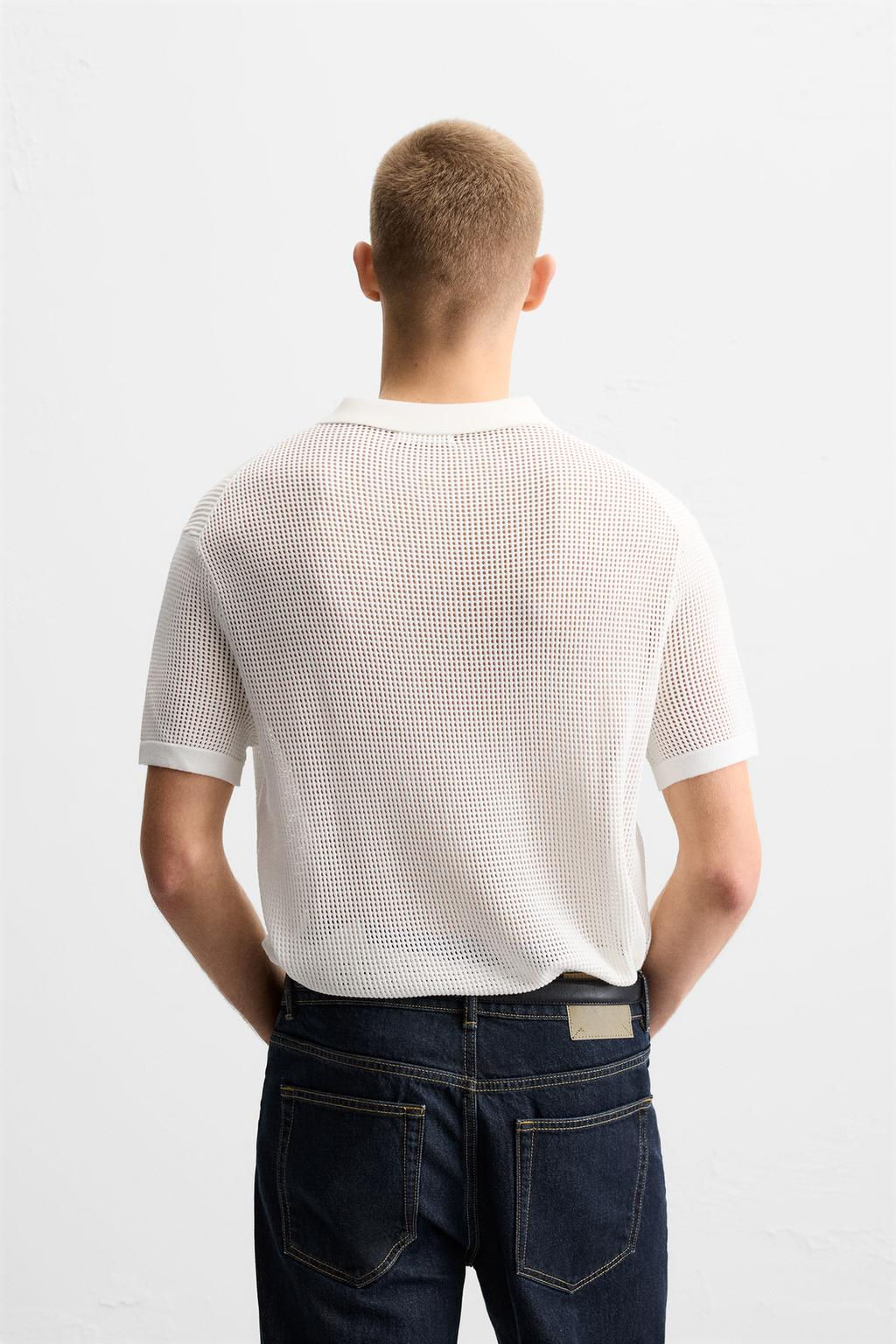OPENWORK TEXTURED POLO SHIRT - Zara фото 3