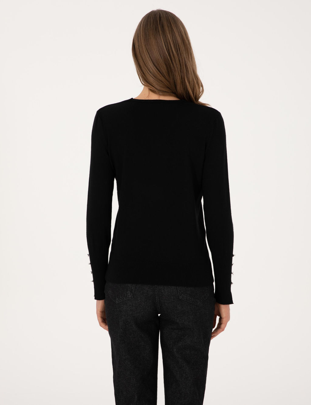 Siyah Slim Fit Basic Kazak