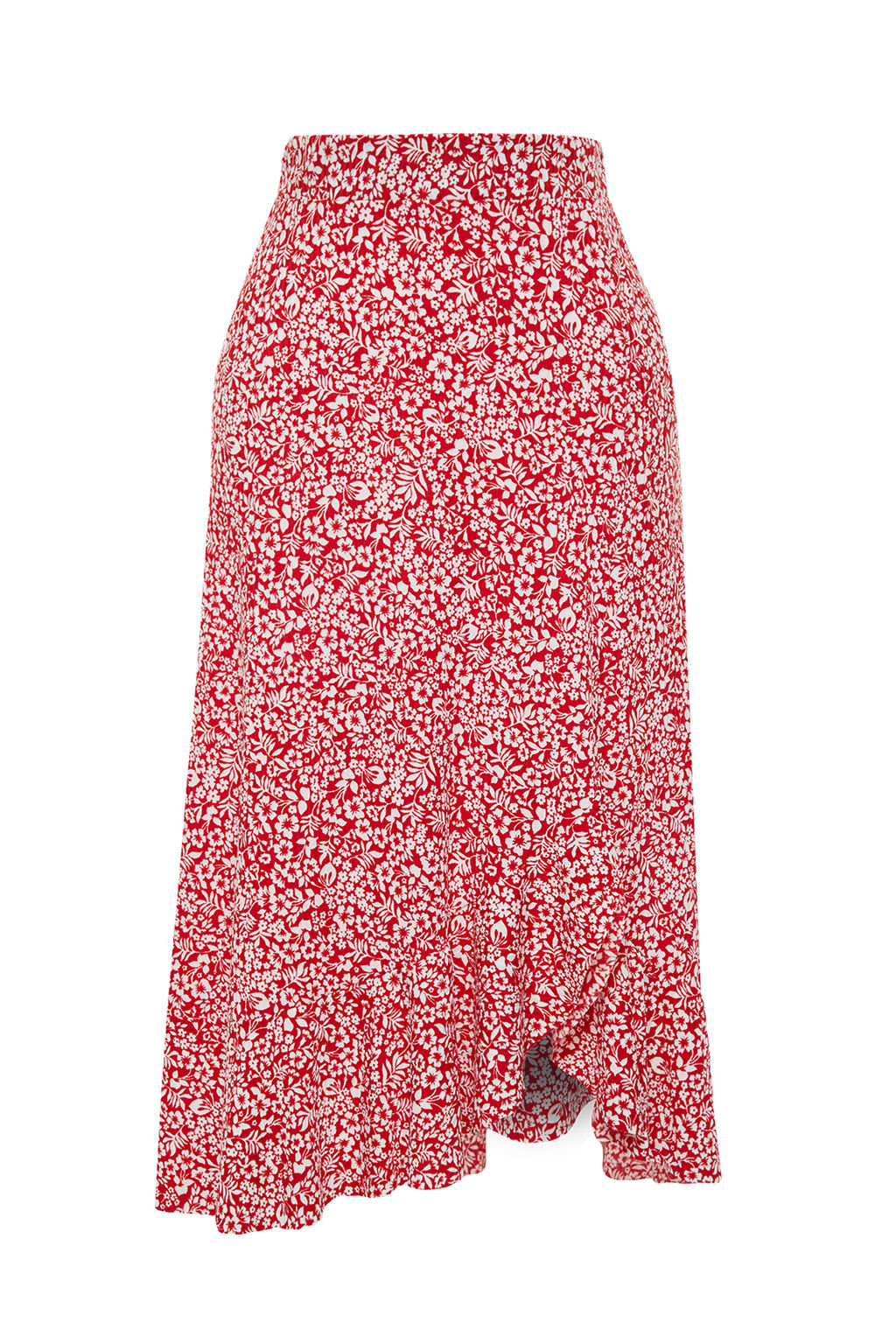 TRENDYOLMILLA K?rm?z? Bask?l? Buzgu Detayl? ve Volanl? Yuksek Bel Esnek Etek TWOSS21ET0029 фото 41