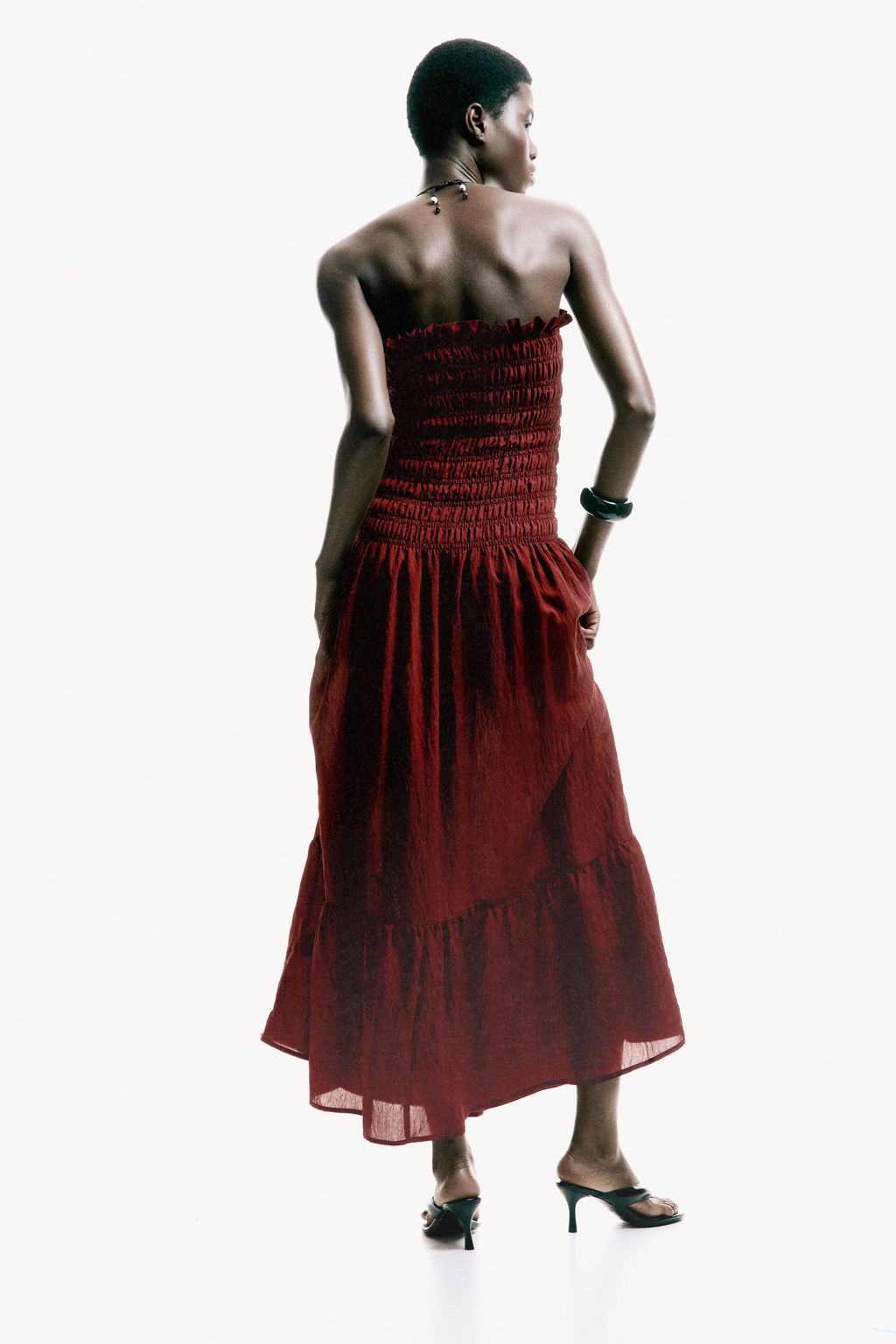 Vestido bandeau con cuerpo nido de abeja - H&m фото 5