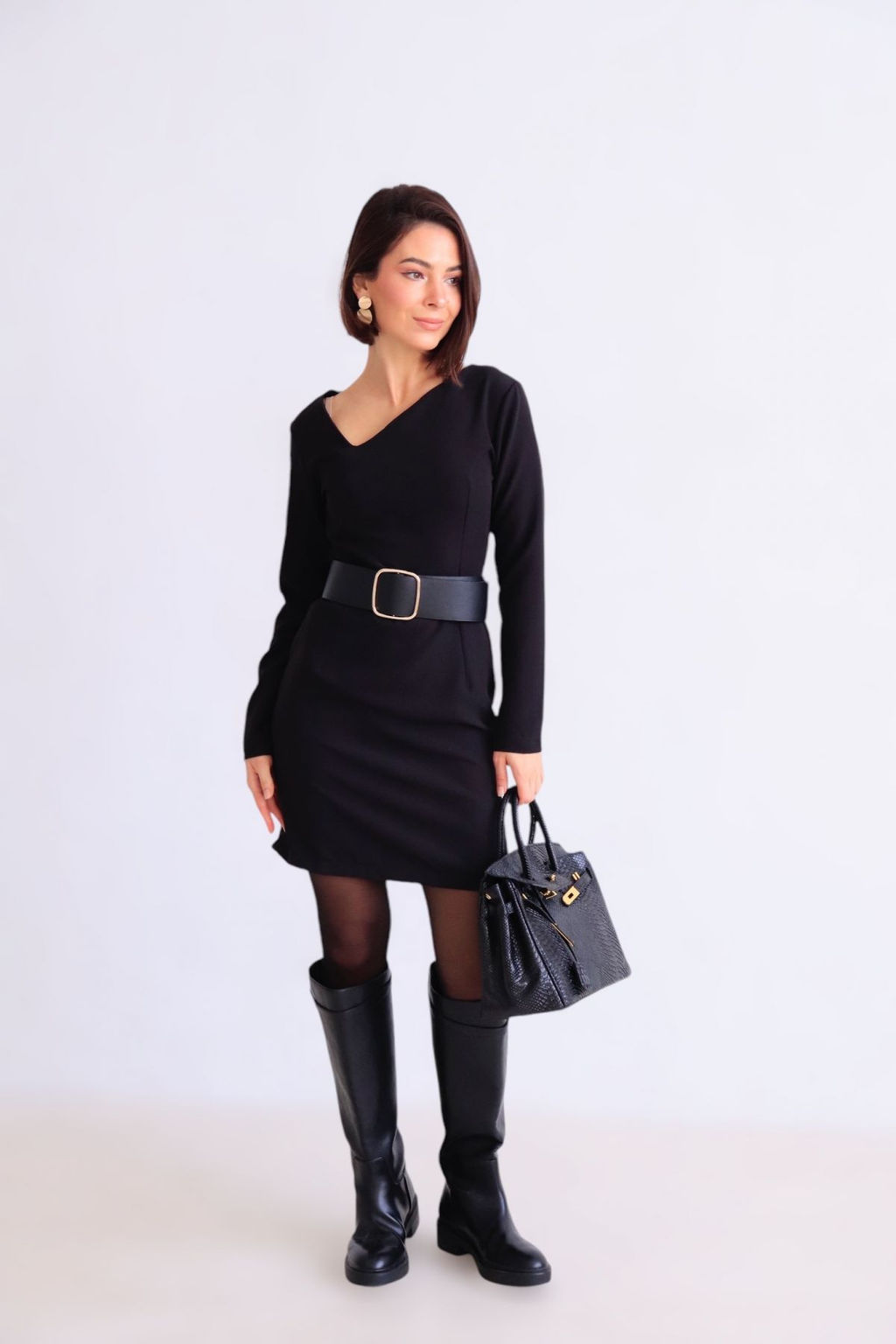 Платье чёрное с асимметричным вырезом - Martichelli фото 20