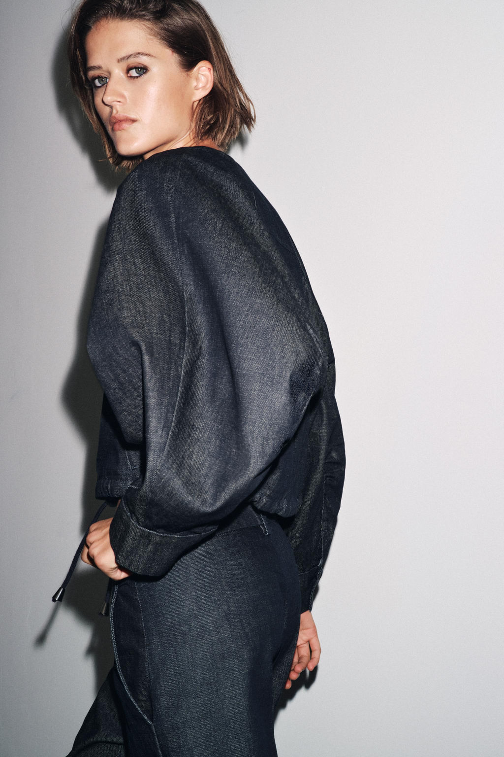 ZW COLLECTION PUFF DENIM BOMBER JACKET