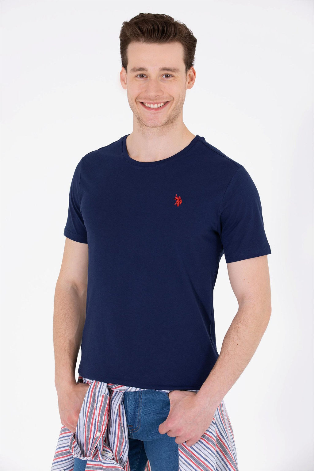 Мужская темно-синяя футболка с круглым вырезом Basic - U.s. polo assn фото 9