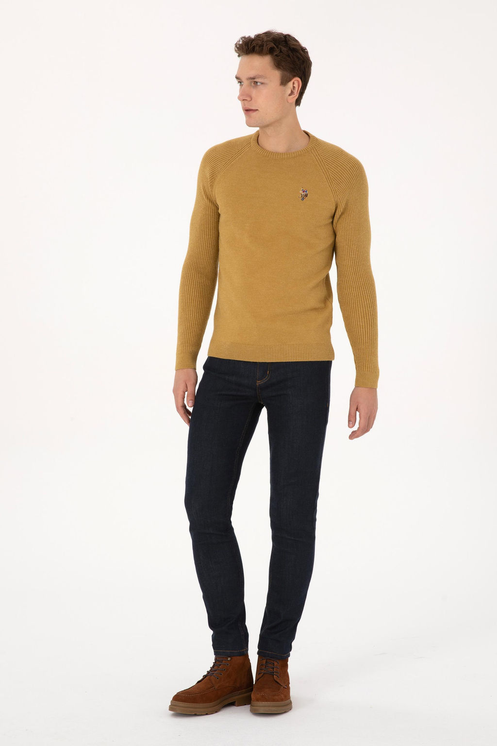 Erkek Regular Fit Bisiklet Yaka Hardal Kazak - U.s. polo assn фото 4