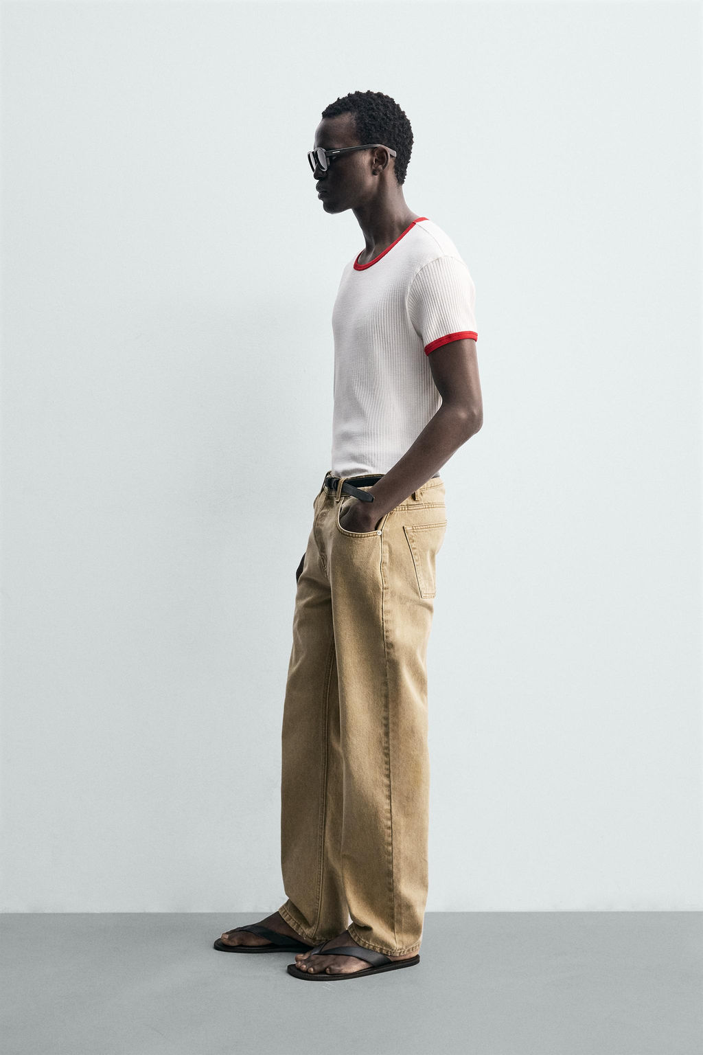 CAMISETA RIB CONTRASTE ESTAMPADO / Blanco - Zara фото 4