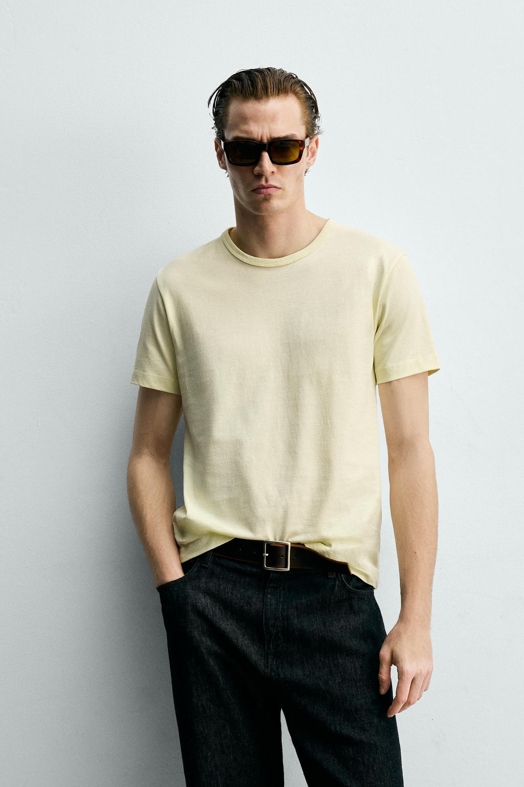 CAMISETA REGULAR FIT / Amarillo claro - Zara фото 2