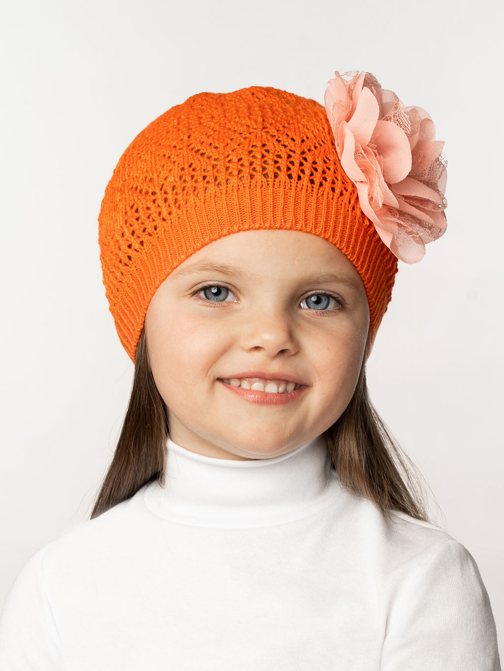 Шапка вязаная детская оранжевая